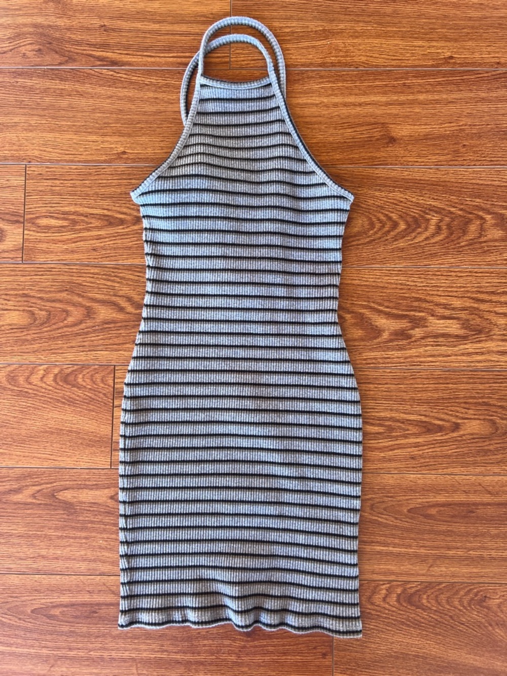 GUESS Gray and Black/brown Velia Ribbed Striped Dress - Picture 4 of 6